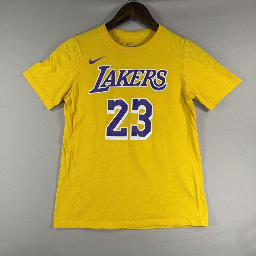 The Nike Tee LeBron James Lakers Dri-Fit Gold Shirt Youth Medium Unisex